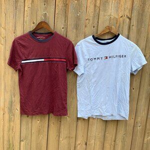 LOT OF 2 Tommy Hilfiger BIG LOGO T Shirts Small